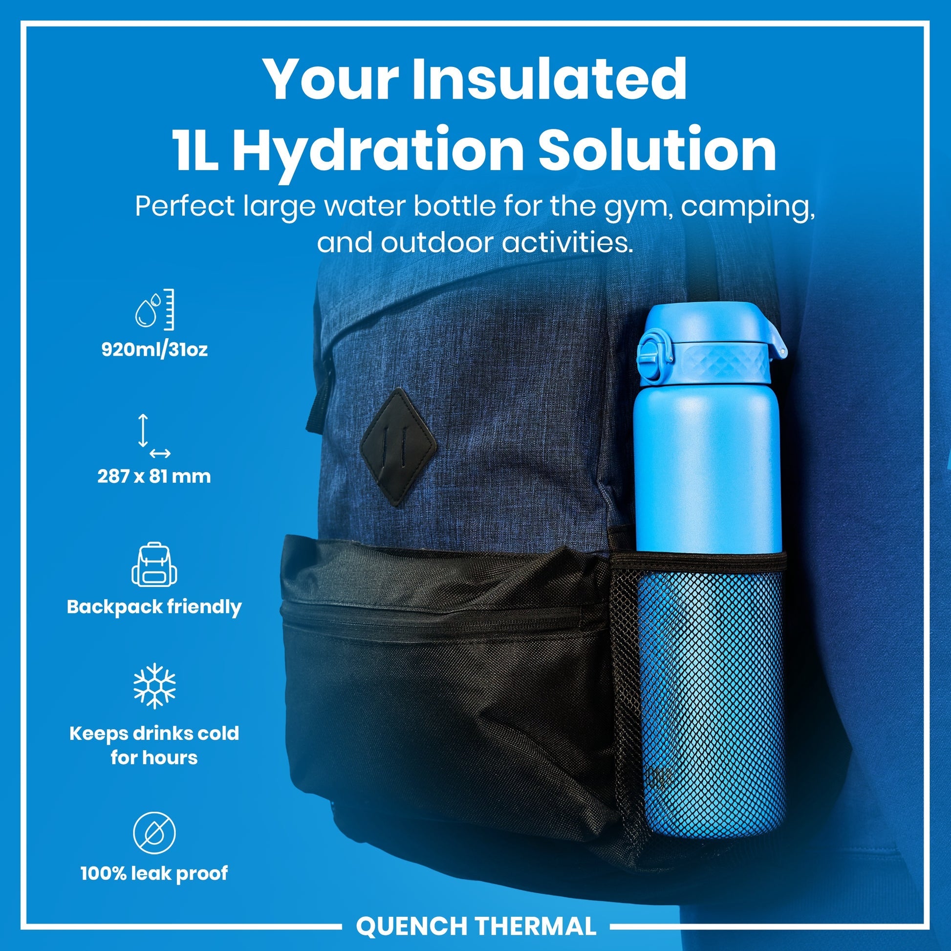 Ion8 Quench 920ml Waterbottle Insulated Steel
