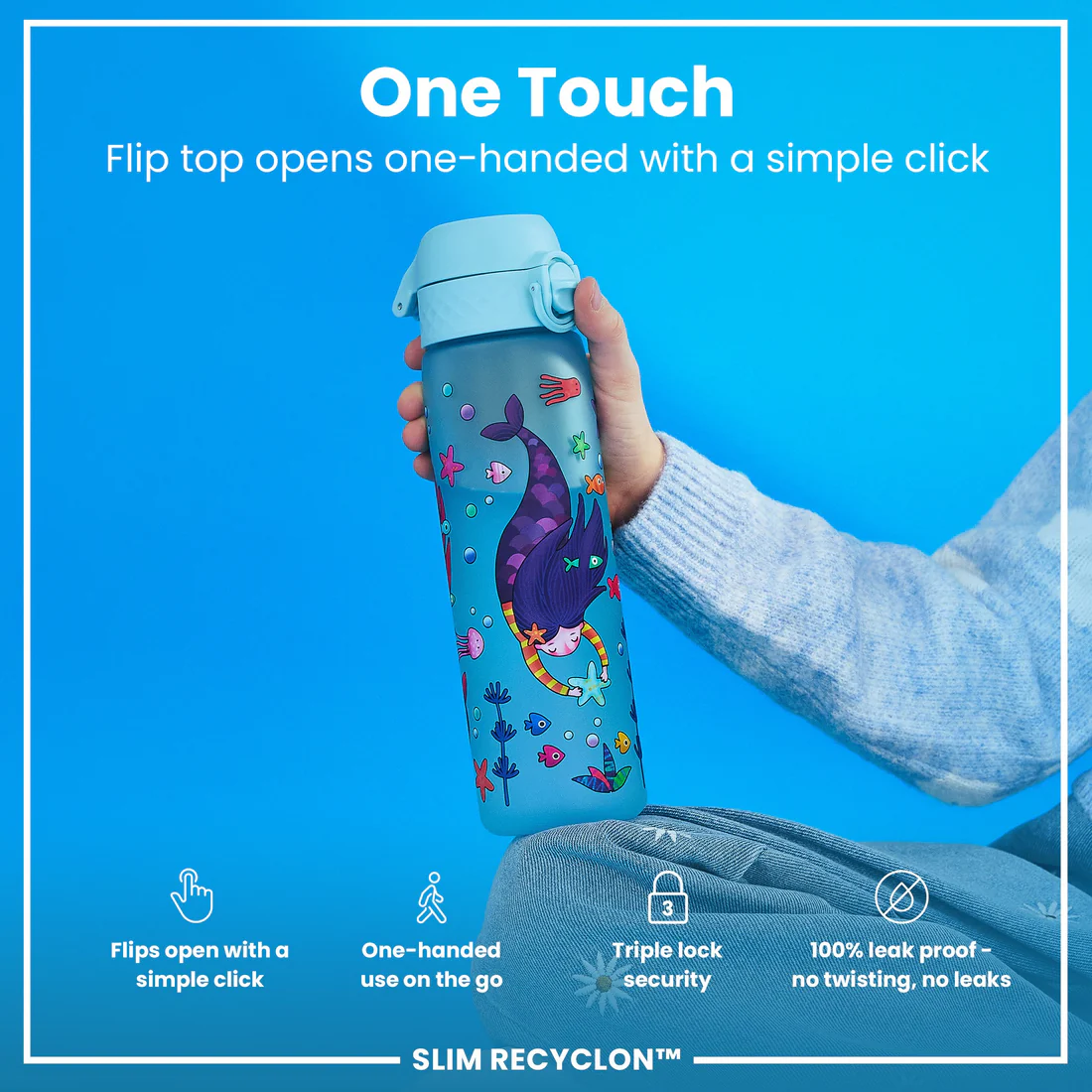 Ion8 Slim 500ml Waterbottle Mermaids