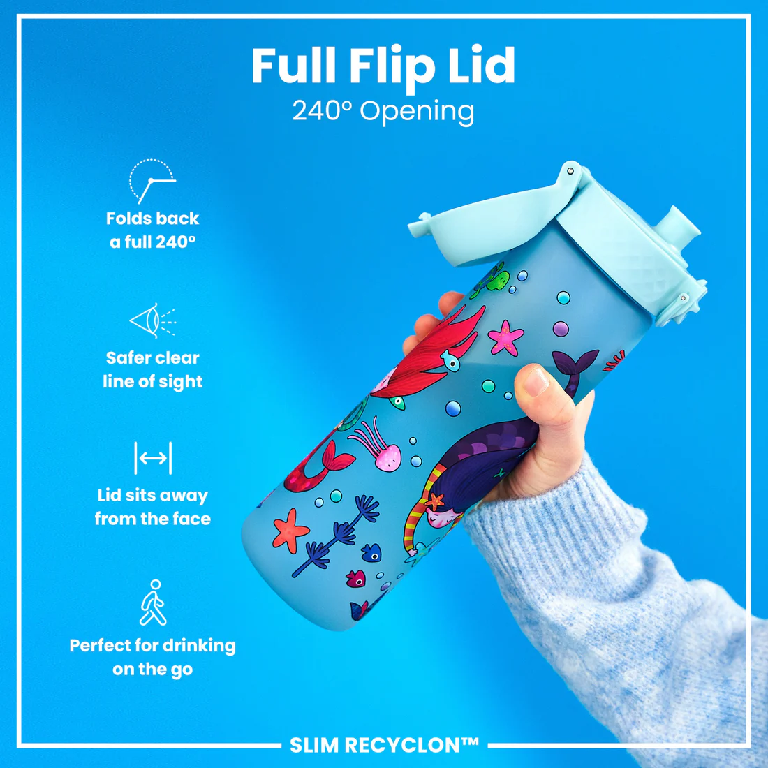 Ion8 Slim 500ml Waterbottle Mermaids