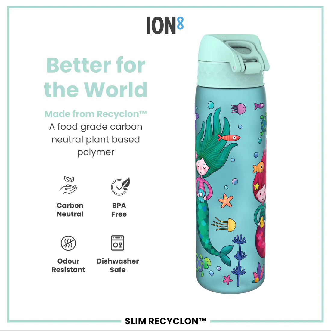 Ion8 Slim 500ml Waterbottle Mermaids