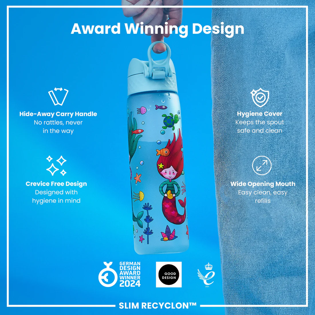 Ion8 Slim 500ml Waterbottle Mermaids