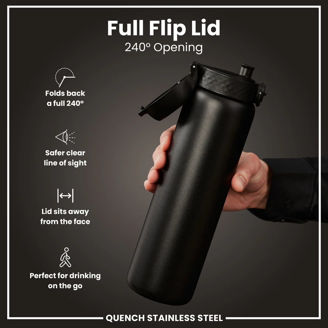 Ion8 Quench 1200ml Waterbottle Stainless Steel