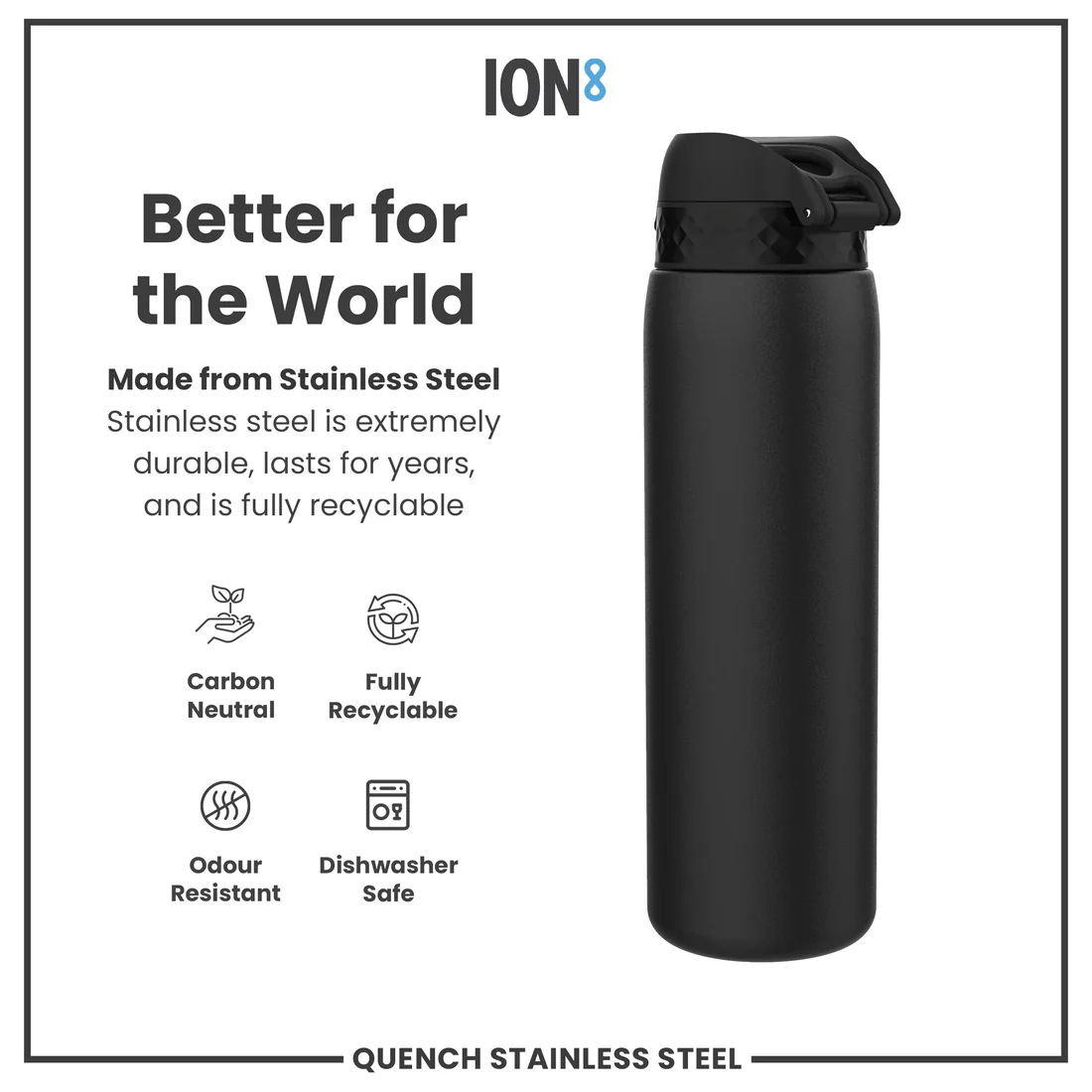 Ion8 Quench 1200ml Waterbottle Stainless Steel
