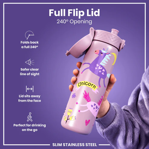Ion8 Slim 600ml Stainless Steel Unicorns