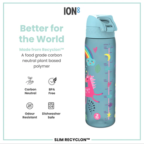 Ion8 Slim 500ml Waterbottle Unicorn