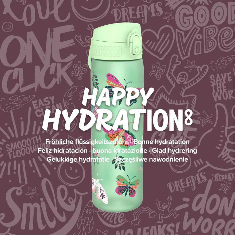 Ion8 Slim 600ml Waterbottle Wild Butterfly