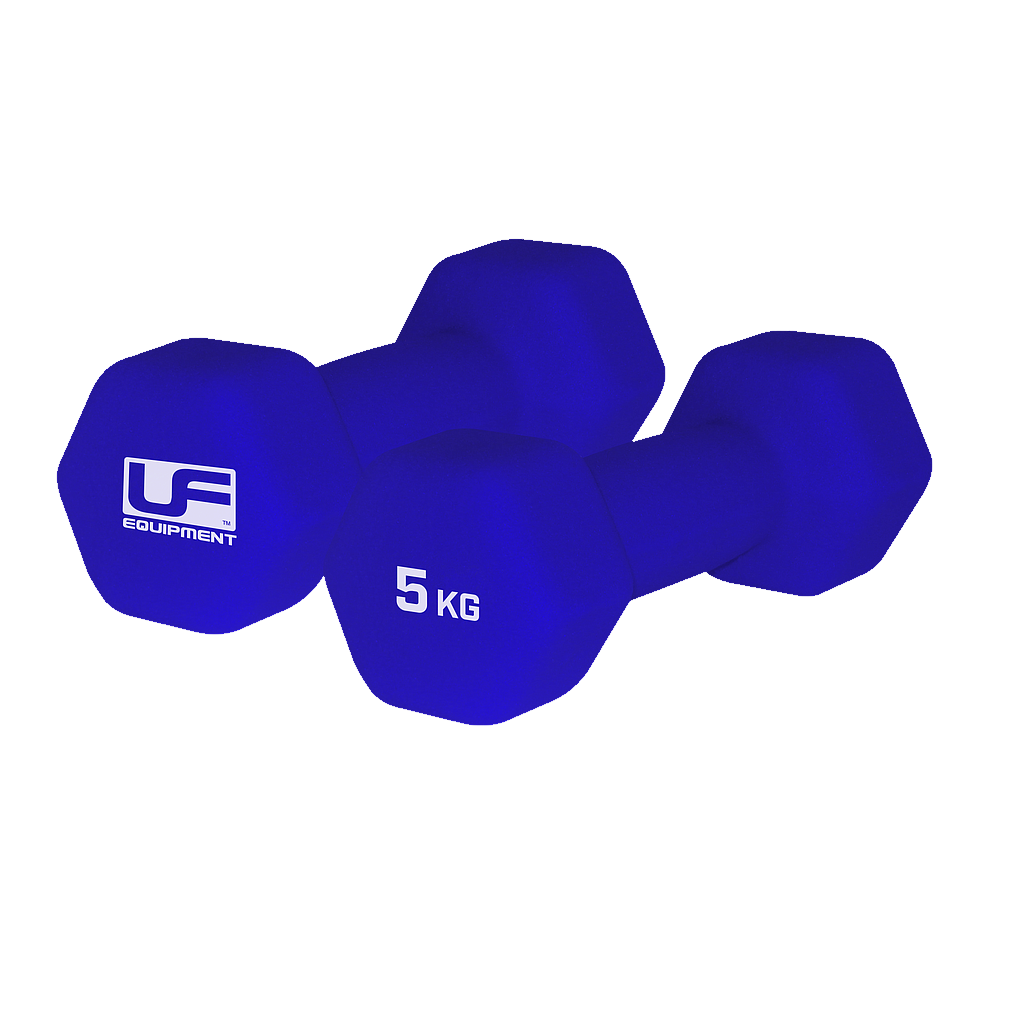 Urban Fitness Hex Dumbbells Neoprene Covered (Pair) (Blue, 2 x 5kg)