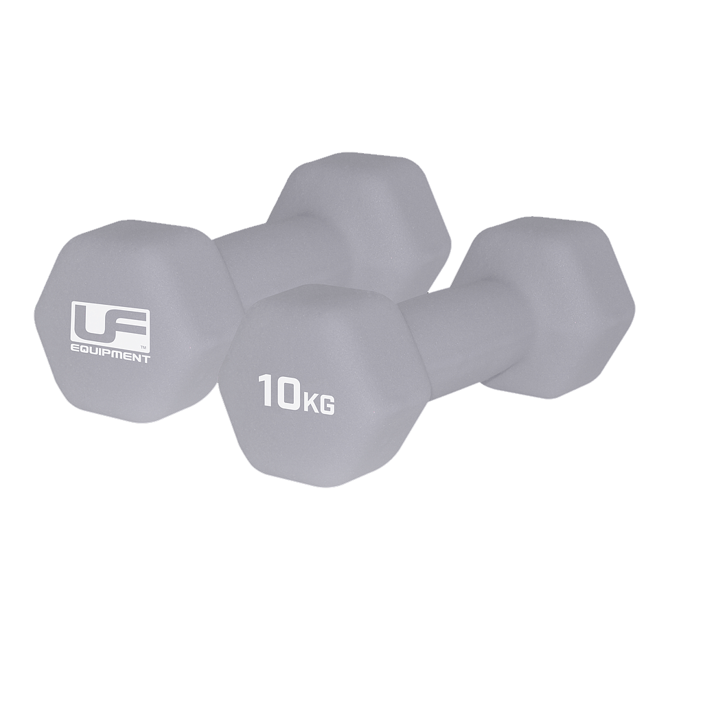 Urban Fitness Hex Dumbbells Neoprene Covered (Pair) (Silver, 2 x 10kg)